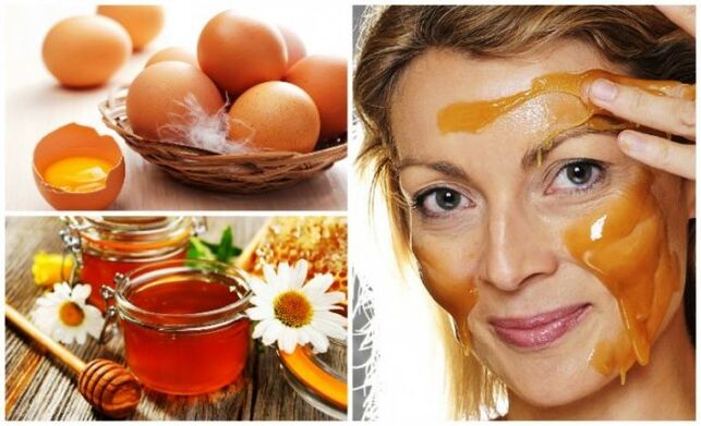 A mask of egg yolk and honey will help tone the skin of the face. 